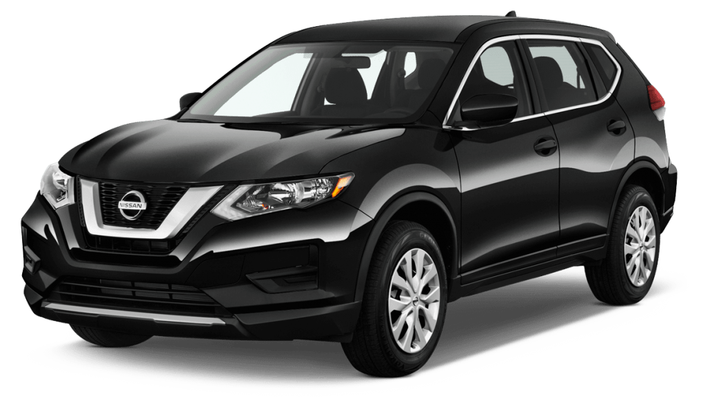 Black Nissan Rogue midsize SUV rental